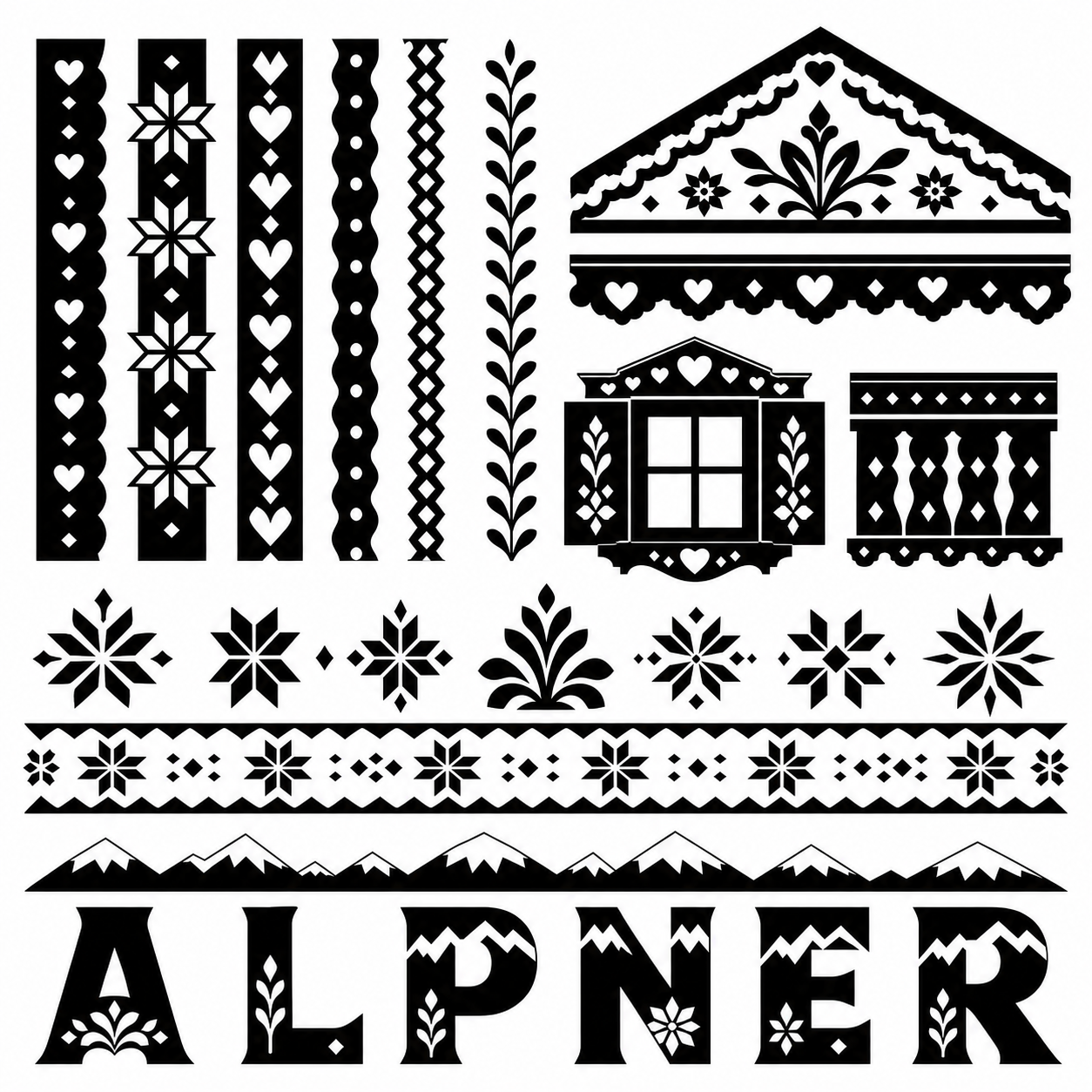 Planche inspiration noir et blanc chalet alpin
