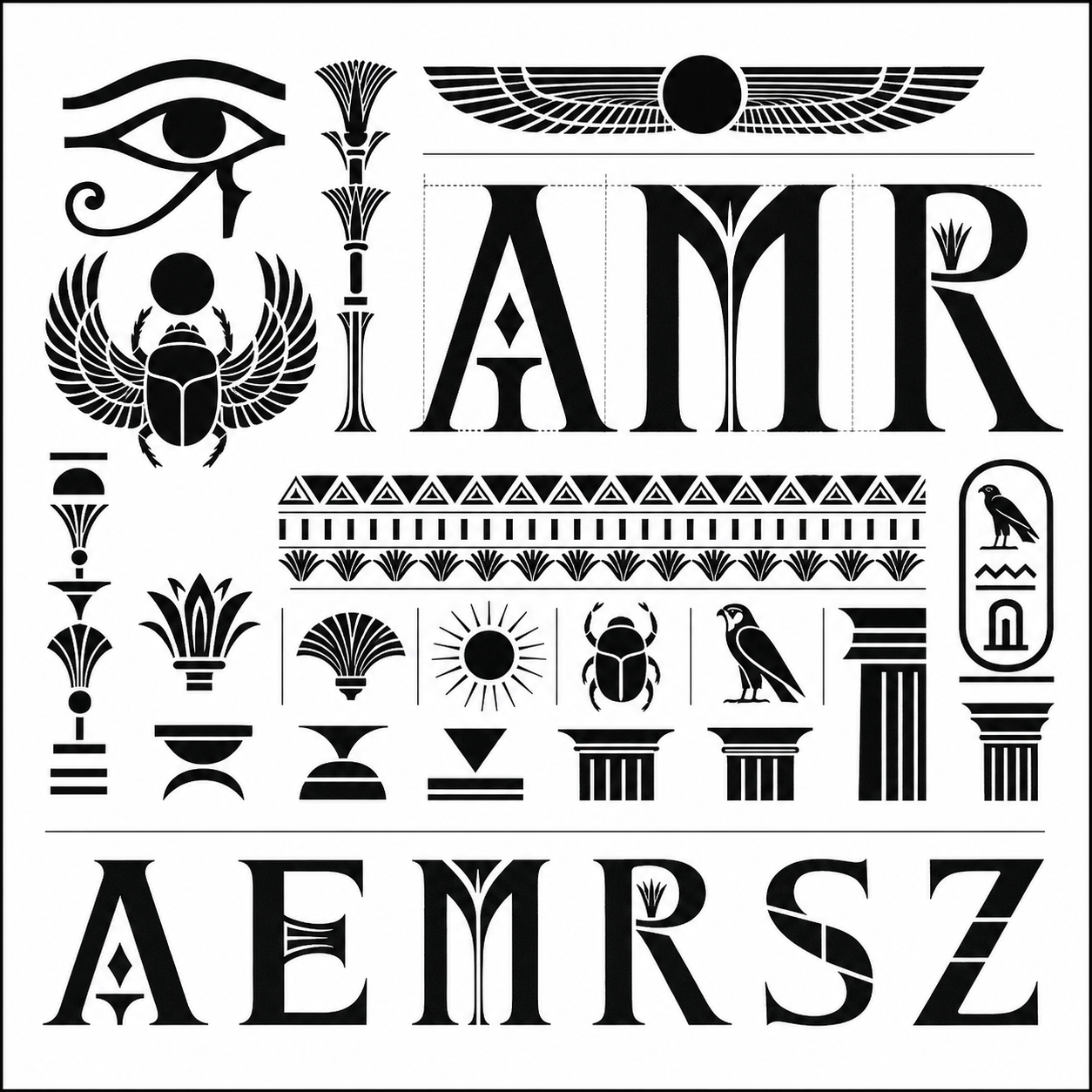 Planche inspiration noir et blanc Egypte antique