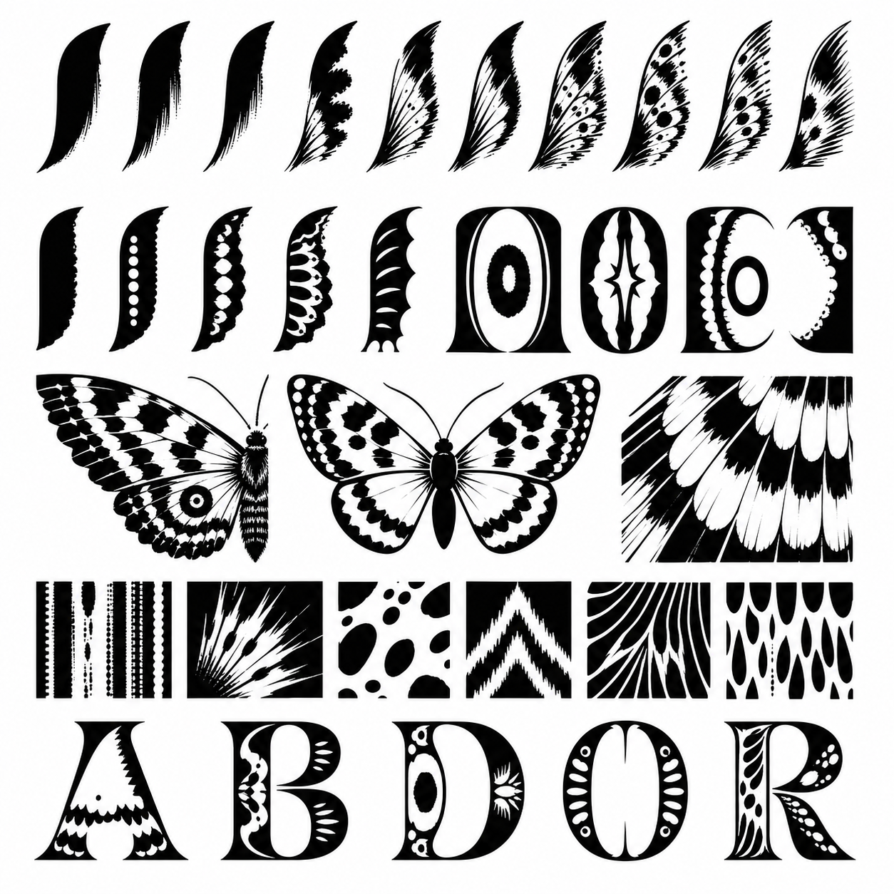 Planche inspiration noir et blanc Galomecalpa moth