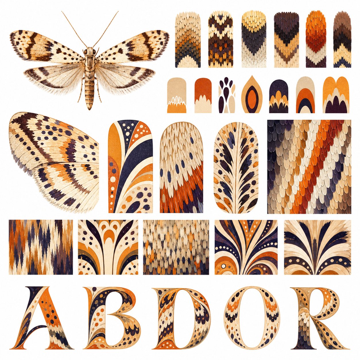 Planche inspiration couleur Galomecalpa moth
