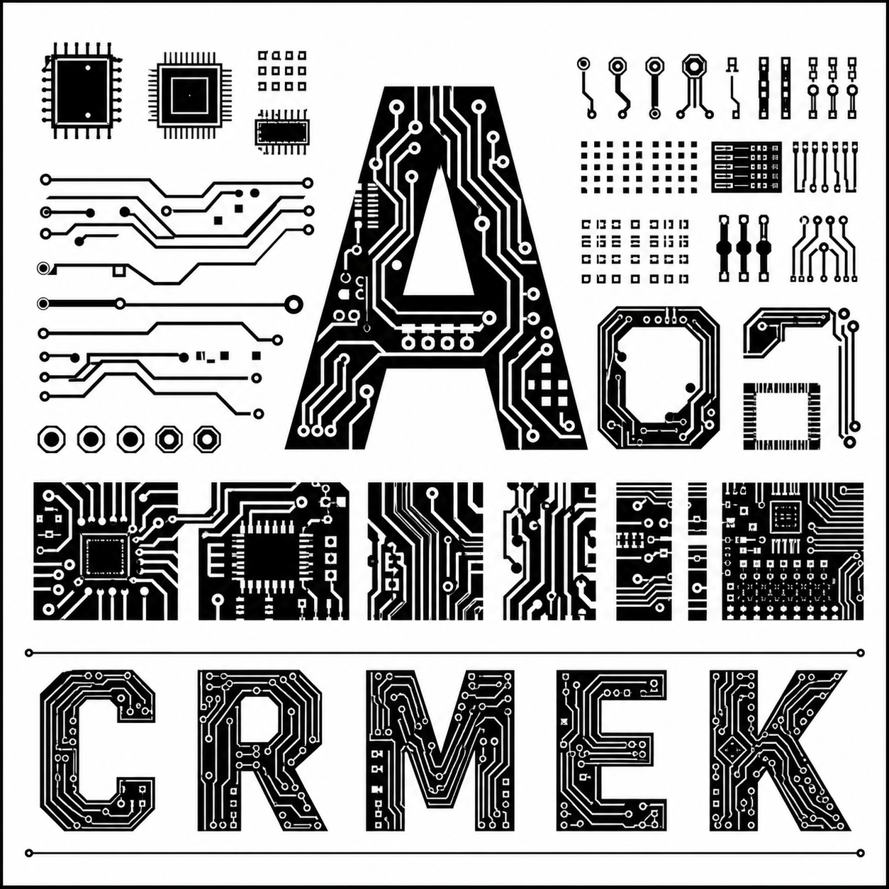 Planche inspiration noir et blanc Microchip circuit board