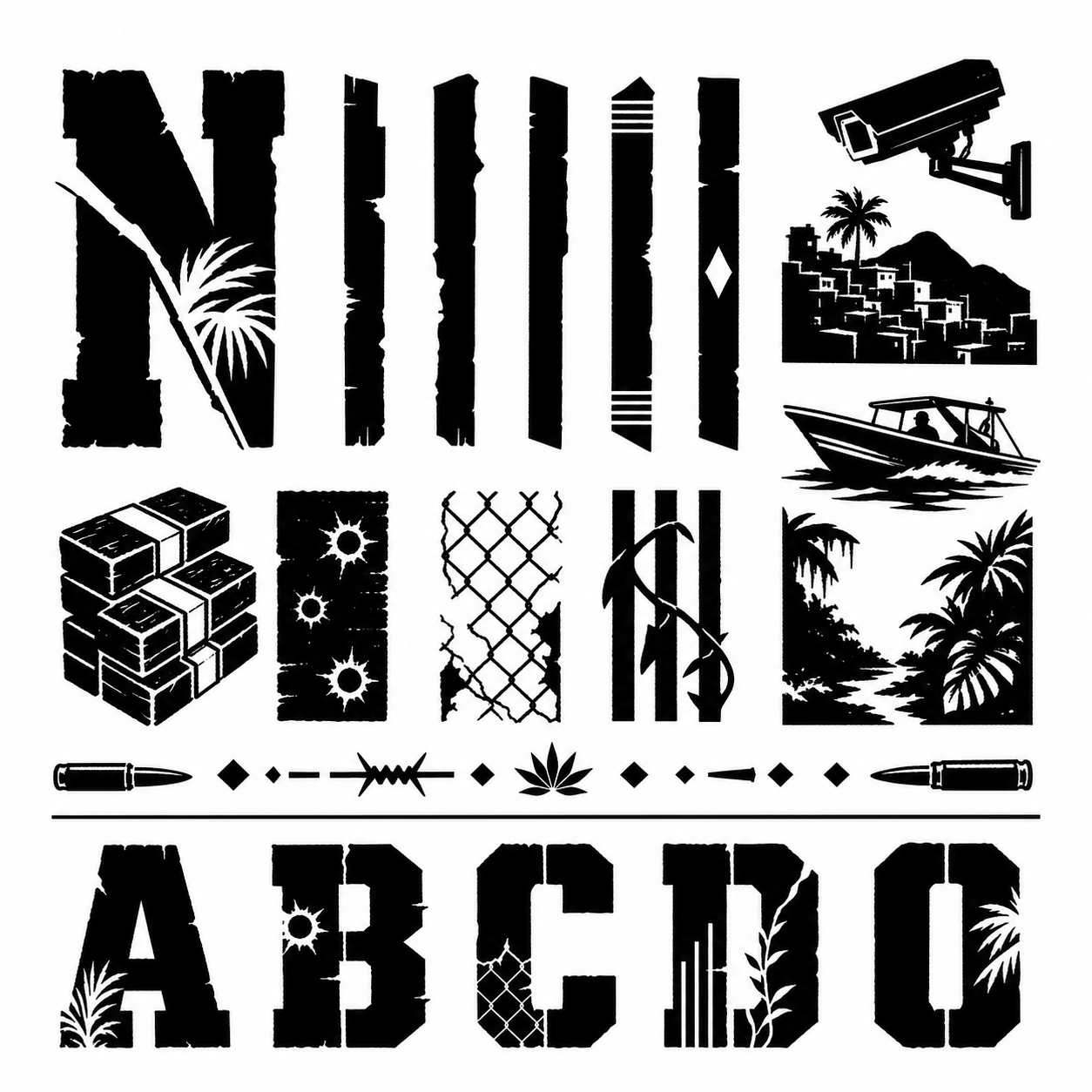 Planche inspiration noir et blanc Narcos