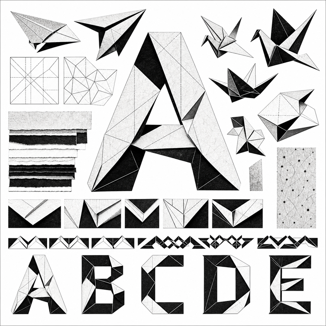 Planche inspiration noir et blanc Origami paper workshop