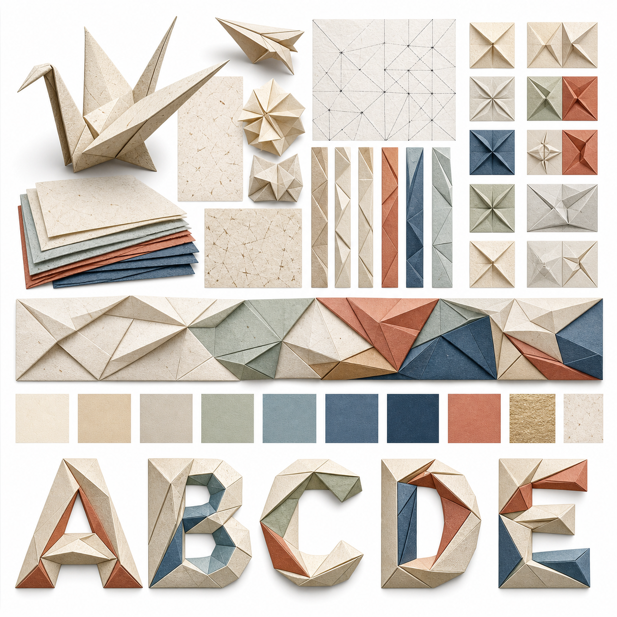 Planche inspiration couleur Origami paper workshop
