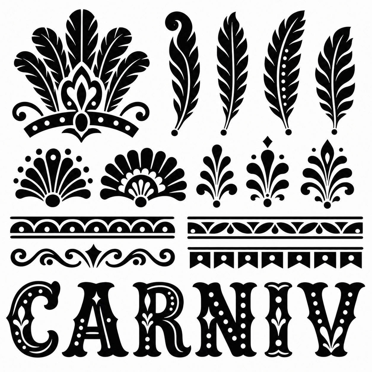Planche inspiration noir et blanc carnaval tropical